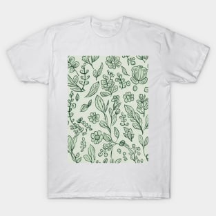 Floral Pattern Hand Drawn Sketch: Sketchy Floral Harmony T-Shirt